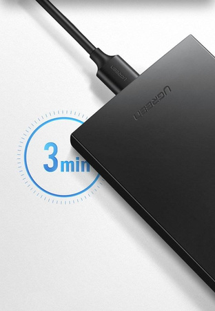 Ugreen kieszeń na dysk HDD SSD obudowa dysku SATA 2,5'' USB 3.2 Gen 1 (5 Gbps) micro USB SuperSpeed + kabel 0,5 m czarny (CM237 60353)