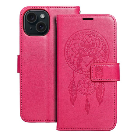 Kabura MEZZO Book do IPHONE 15 łapacz snów magenta