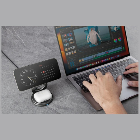 Ładowarka indukcyjna Bazic Gomag Gyre    składna z obrotową bazą 3w1 15W Fast Charging złoty