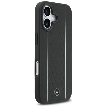 Mercedes Leder Star Pattern Stripes MagSafe Hülle für iPhone 17 - Schwarz