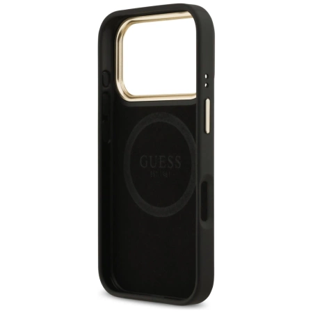 Etui Guess 4G Logo Plate MagSafe na iPhone 17 Pro -czarne