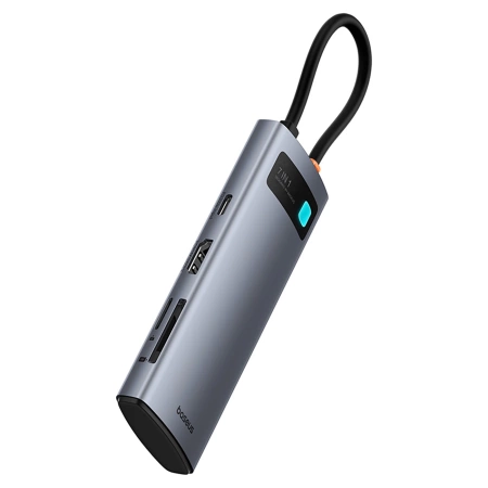Hub USB-C Baseus Metal Gleam 7w1 HDMI 4K 60Hz / 3x USB 3.0 / USB-C PD / SD / microSD – szary