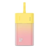 Powerbank Baseus Popsicle 5200mAh 20W z wbudowanym kablem Lightning (+ biały kabel Baseus Simple USB-C - USB-C 60W/20V/3A/30cm) - zółto-różowy