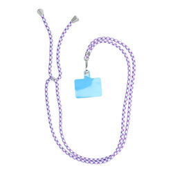 Zawieszka SWING do telefonu z regulacją długości / długość sznura 165cm (max 82,5cm w pętli) / na ramię lub szyję - białofioletowy