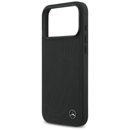 Mercedes Leder Large Laurel Leave MagSafe Case für iPhone 17 Pro Max - Schwarz