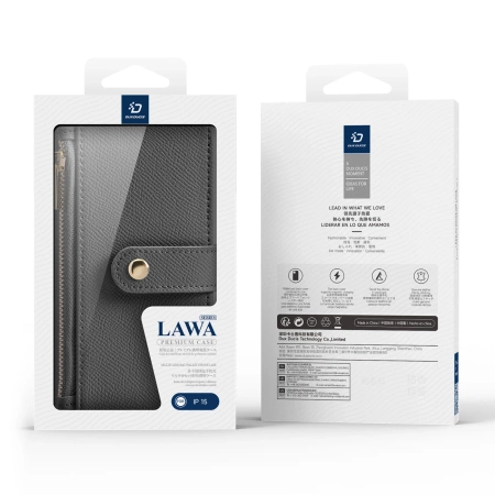 Dux Ducis Lawa Leather Case for iPhone 15 - Gray