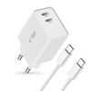 Ładowarka Sieciowa 2x USB-C PD 35W + Kabel USB-C - USB-C biała
