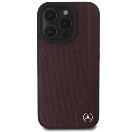 Mercedes nakładka do iPhone 16 Pro 6,3" MEHMP16L23RBGVR Hardcase MB Wood Imitation Leather MagSafe czerwona