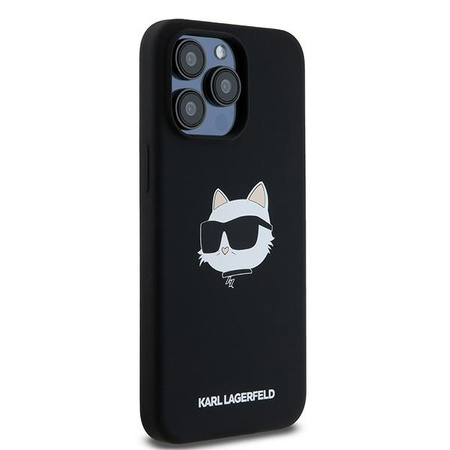 Oryginalne Etui KARL LAGERFELD hardcase Silicone Choupette Head MagSafe KLHMP15LSCHPPLK do Iphone 15 Pro Czarny