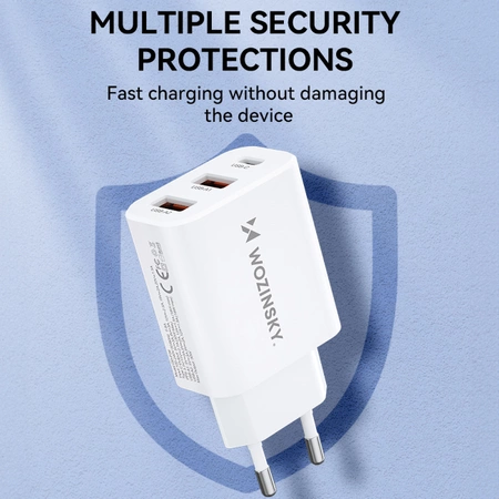 Wozinsky CWCUCW 30W USB-C / 2 x USB-A Wandladegerät - Weiß