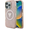 Guess IML Metal Glitter 4G Circle Triangle MagSafe Case für iPhone 16 Pro Max - Rosa