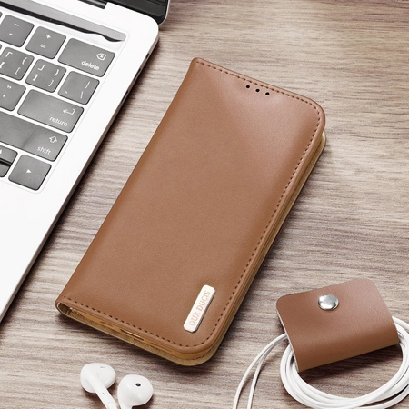 Dux Ducis Hivo echt Leder booktype case schutzhülle aufklappbare hülle für iPhone 14 Pro braun