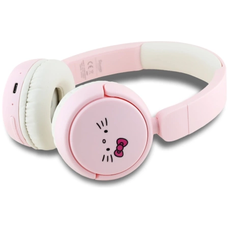 Bluetooth On-Ear-Kopfhörer mit Hello Kitty-Gesichtslogo, Rosa