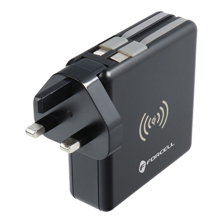 Forcell Wielofunkcyjna Ładowarka 5w1 20W PD z kablem typ C/lightning, power bankiem 10000mAh i ład. bezprzew. 15W
