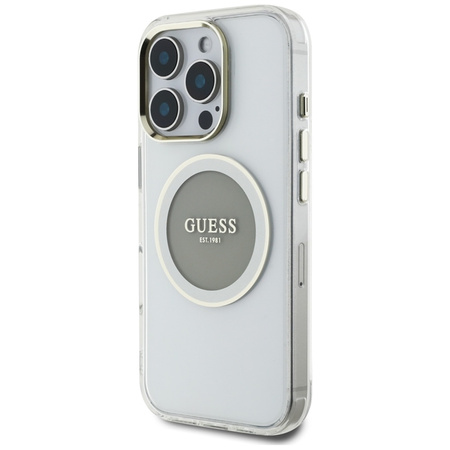 Guess IML Metal Colored Circle Classic Logo MagSafe - Etui do iPhone 16 Pro (szary)