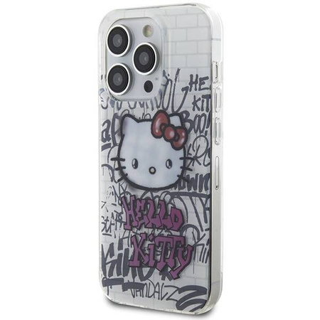 Etui Hello Kitty IML Kitty On Bricks Graffiti na iPhone 14 Pro - białe