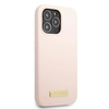 Original Handyhülle IPHONE 13 PRO MAX Guess Hard Case Silicone Logo Plate MagSafe (GUHMP13XSPLP) rosa