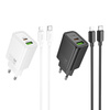 HOCO ładowarka sieciowa USB A + Typ C + kabel Typ C do Typ C PD QC3.0 3A 20W N61 czarna