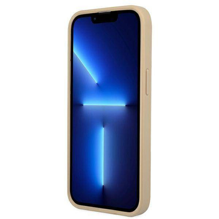 Original Handyhülle IPHONE 13 MINI Guess Hardcase Saffianotriangle Logo (GUHCP13SPSATLE) beige