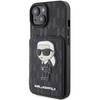 Etui Karl Lagerfeld Saffiano Cardslots and Stand Monogram Ikonik Patch do iPhone 15 - czarne