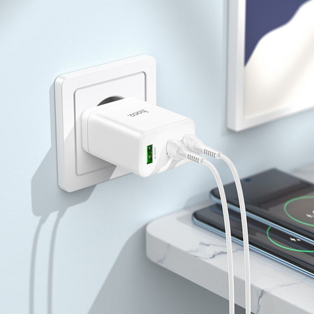 HOCO ładowarka sieciowa 2 x Typ C + USB A QC PD 35W N33 biała