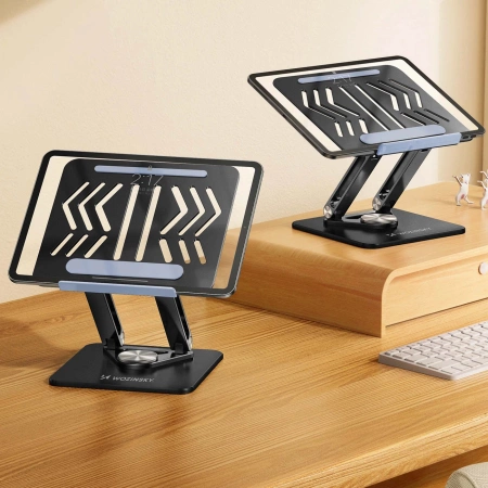 Wozinsky WRS-CPY84SB 360-Laptopständer aus Aluminium + Gratis! Smartphone-Ständer – schwarz