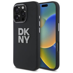 Original Handyhülle IPHONE 16 PRO DKNY Hardcase Liquid Silicone Metal Logo (DKHCP16LSMCBSK) schwarz