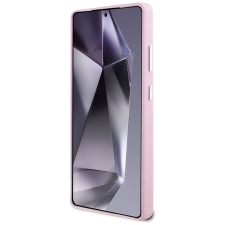 Original Case SAMSUNG GALAXY S25 ULTRA Karl Lagerfeld Saffiano Full Wrapped Elongated Metal Logo MagSafe pink