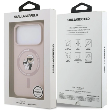Karl Lagerfeld Silikon Karl&Choupette Ring MagSafe Case für iPhone 17 Pro - Pink