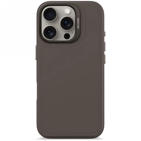 Etui Decoded AntiMicrobial Silicone Stacks Backcover z MagSafe do iPhone 16 Pro - ciemnobrązowe