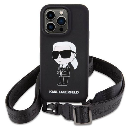 Karl Lagerfeld KLHCP15XSCBSKNK iPhone 15 Pro Max 6,7&quot; Hardcase schwarz/schwarz Crossbody Silikon Ikonik