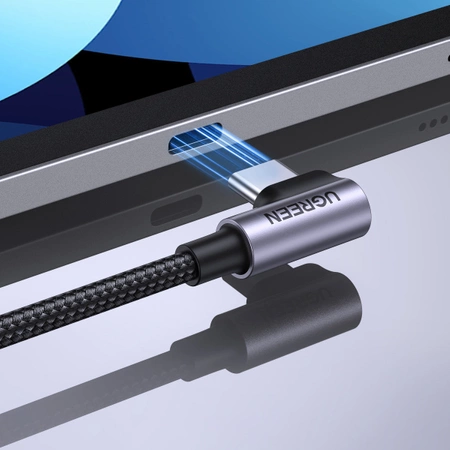Ugreen US255 USB-C to Angled USB 2.0 CM/M Round Cable Aluminum Shell Nickel Plating 0.5m Gray Black