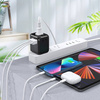Choetech szybka uniwersalna ładowarka sieciowa podróżna GaN USB Typ C / 3 x USB-A 30W Power Delivery czarny (PD5008-BK)