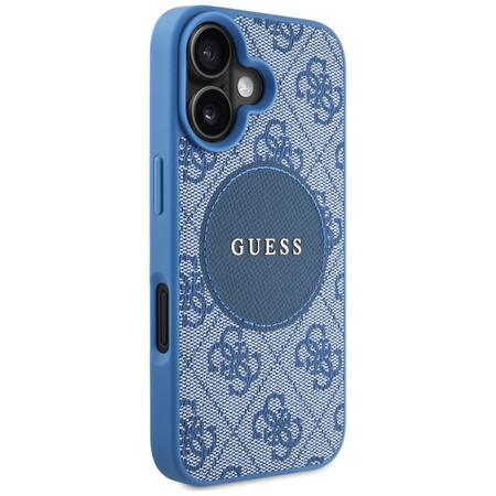 Oryginalne Etui IPHONE 16 Guess 4G Circle Classic Logo MagSafe niebieskie