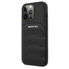 AMG nakładka do iPhone 13 6,1" AMHCP13LGSEBK czarna HC Leather Debossed Lines White Logo