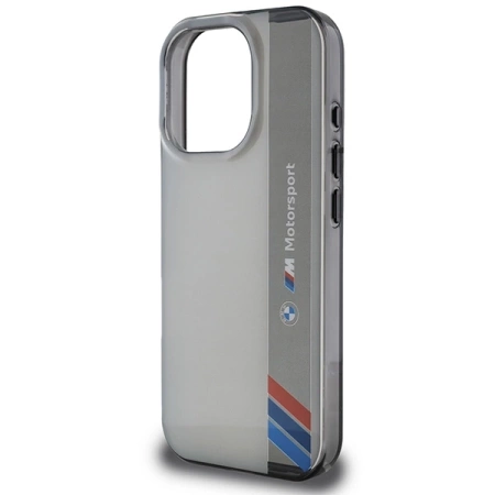 BMW Motosport IML Vertical Stripe Hülle für iPhone 16 Pro – grau