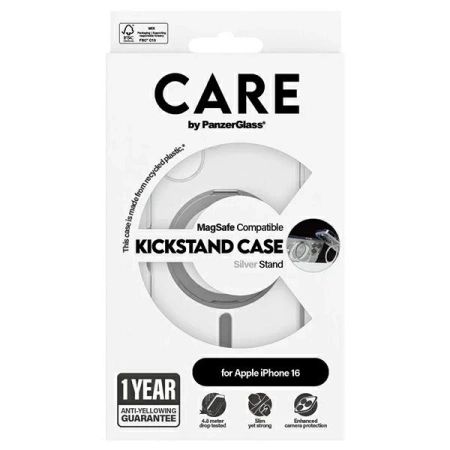 CARE by PanzerGlass Feature Kickstand Case iPhone 16 6.1&quot; silver/silver MagSafe 1325