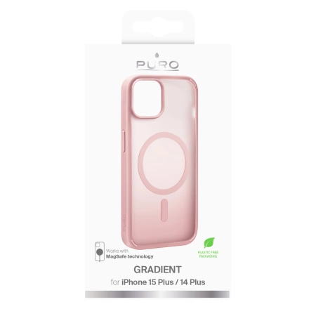Etui silikonowe Puro Gradient MagSafe do iPhone 15 Plus - różowe