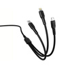 Kabel 3w1 1m USB - Micro USB + Lightning + USB-C Denmen D05E czarny