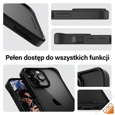 Etui PanzerGlass ClearCase na iPhone 15 Pro Max z certyfikatem Military Grade - przezroczysto-czarne
