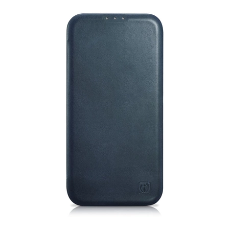 iCarer CE Oil Wax Premium Leather Folio Case skórzane etui iPhone 14 Plus z klapką magnetyczne MagSafe niebieski (AKI14220707-BU)
