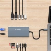 USB-C Hub 14 in 1 Wozinsky WDS03Y5S Multifunctional, Aluminum, for 3 Monitors, with 15 cm Cable - Gray