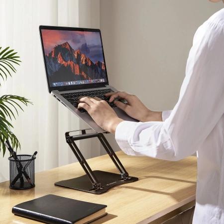 Wozinsky WRS-CPY75DSB Laptop- und Tablet-Ständer aus Aluminium + gratis Smartphone-Ständer – Schwarz