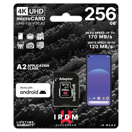 GoodRam karta pamięci IRDM 256GB microSD UHS-I U3 V30 z adapterem