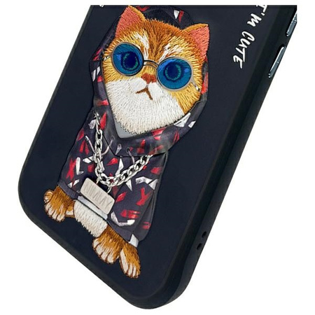Nimmy etui iPhone 15 6.1" czarny/black Glasses Cool Cat