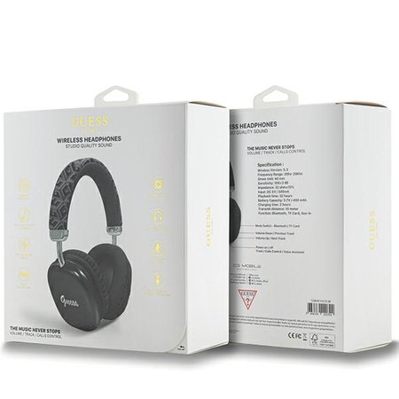 Guess słuchawki nauszne Bluetooth GUBHK1GCTCSK czarny/black Gcube Metallic Script Logo