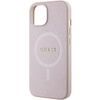 Guess Saffiano MagSafe Hülle für iPhone 15 Plus – Rosa