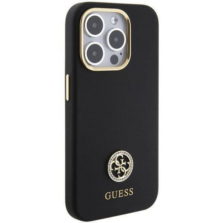 Oryginalne Etui APPLE IPHONE 15 PRO Guess Hardcase Silicone Logo Strass 4G (GUHCP15LM4DGPK) czarne