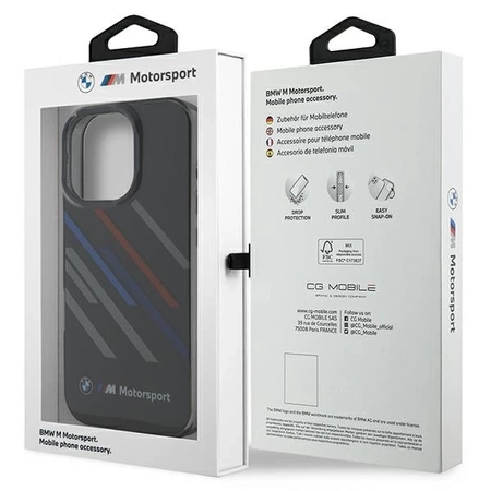 BMW Motosport IML Random Stripes Hülle für iPhone 16 Pro – Schwarz