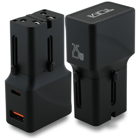 Ładowarka sieciowa TUMI Travel Adapter   25W USB-C / USB-A czarny